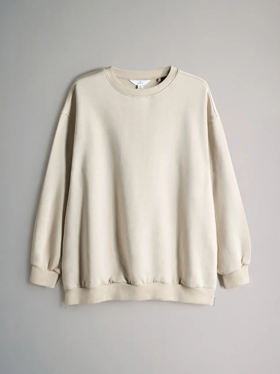 The Set 2 Pack Longline Crew Neck Sweatshirt Charcoal Marl/Cream