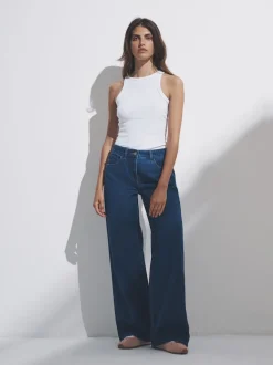The Set 2 Pack Low Rise Wide Leg Denim Jeans Black/Mid Blue