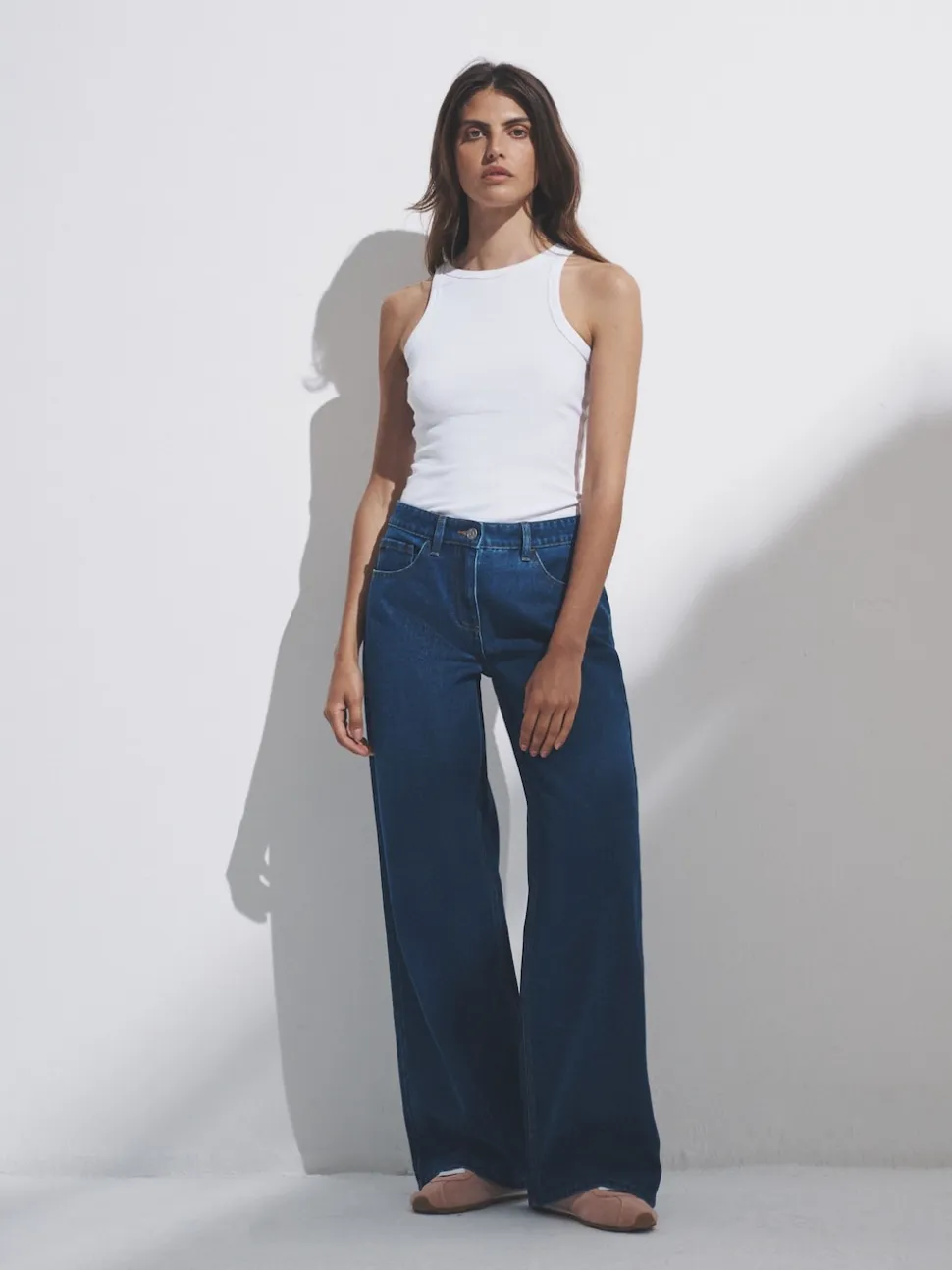 The Set 2 Pack Low Rise Wide Leg Denim Jeans Black/Mid Blue