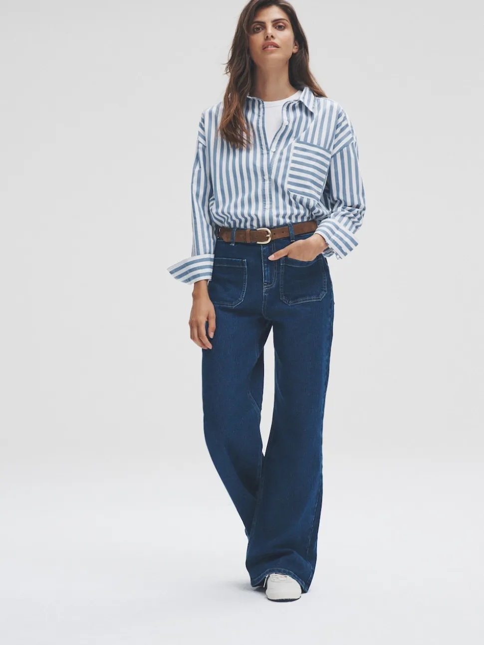 The Set 2 Pack Patch Pocket Wide Leg Jeans Indigo Blue/Black