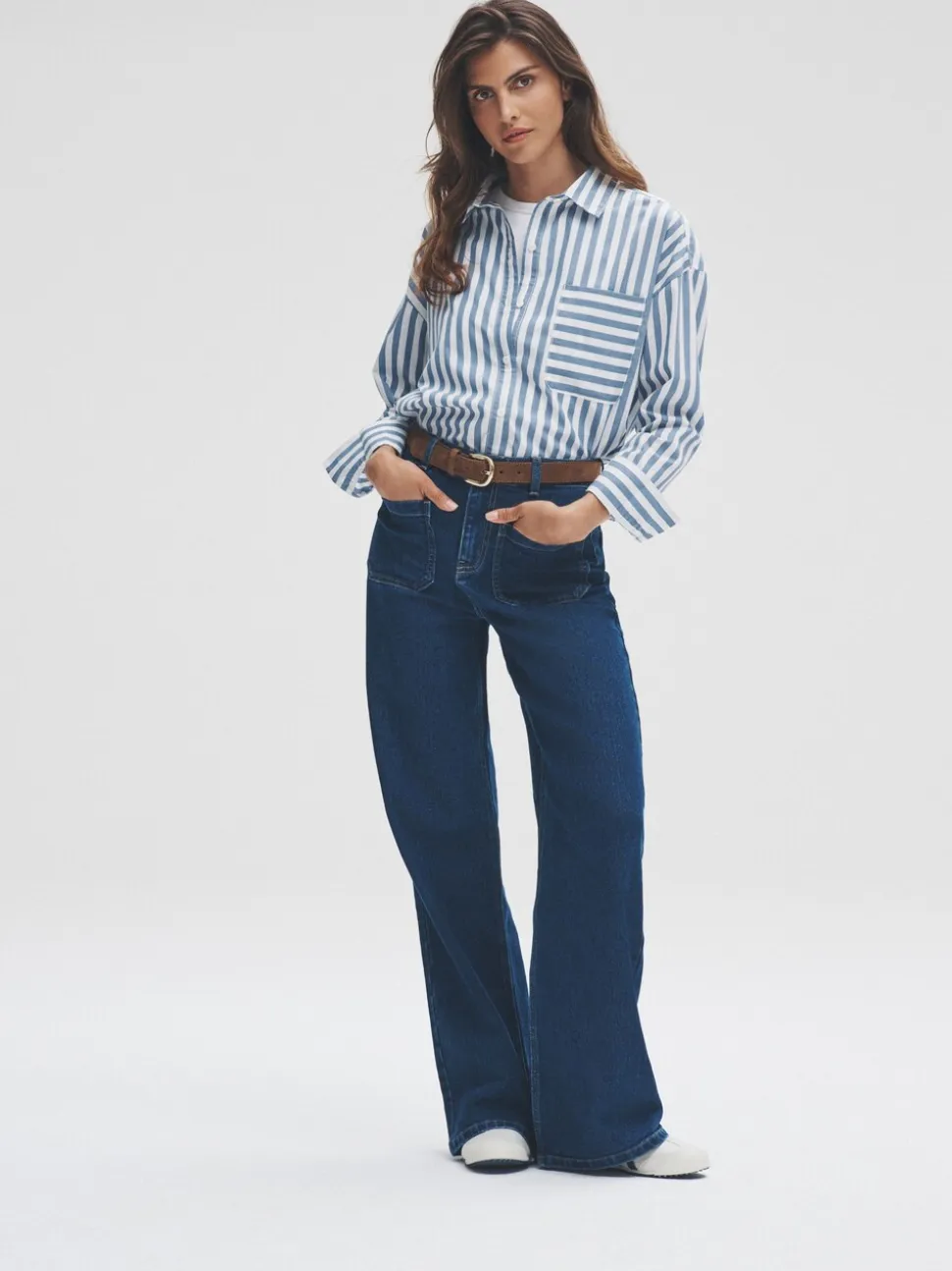 The Set 2 Pack Patch Pocket Wide Leg Jeans Indigo Blue/Black