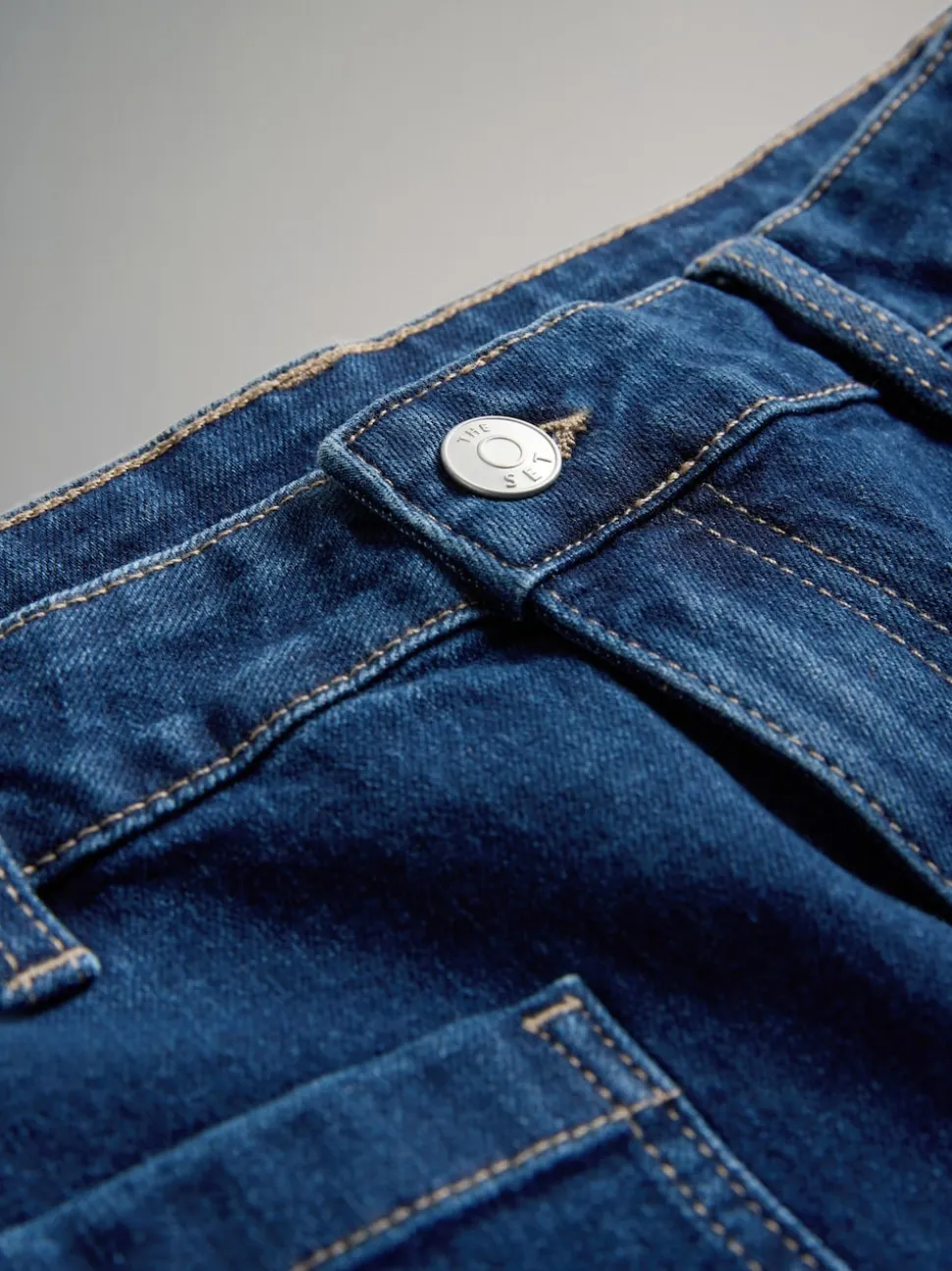 The Set 2 Pack Patch Pocket Wide Leg Jeans Indigo Blue/Black