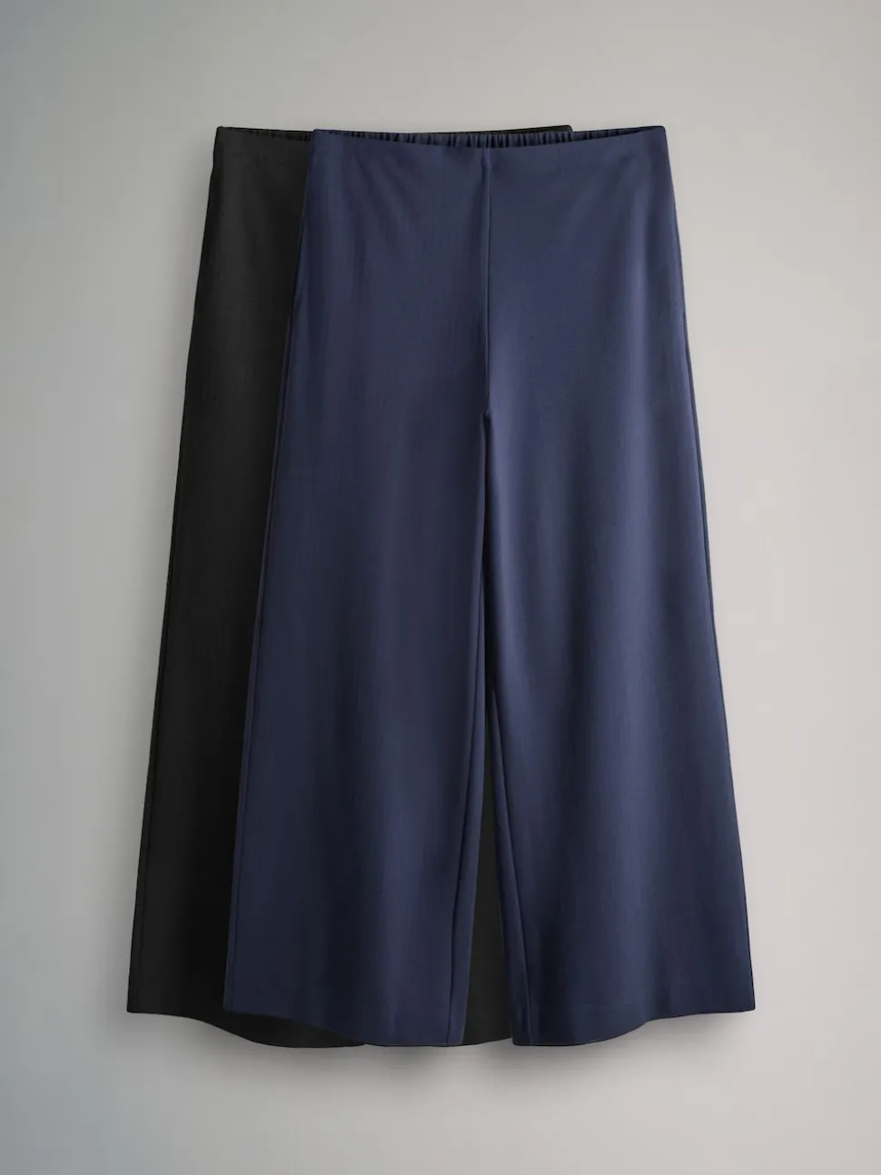 The Set 2 Pack Ponte Pinstripe Wide Leg Trousers Black/Navy