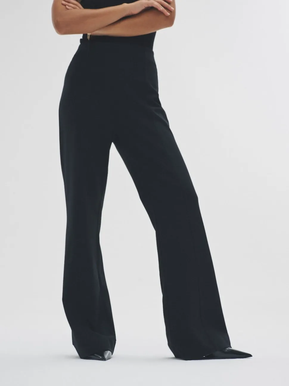 The Set 2 Pack Ponte Wide Leg Trousers Black