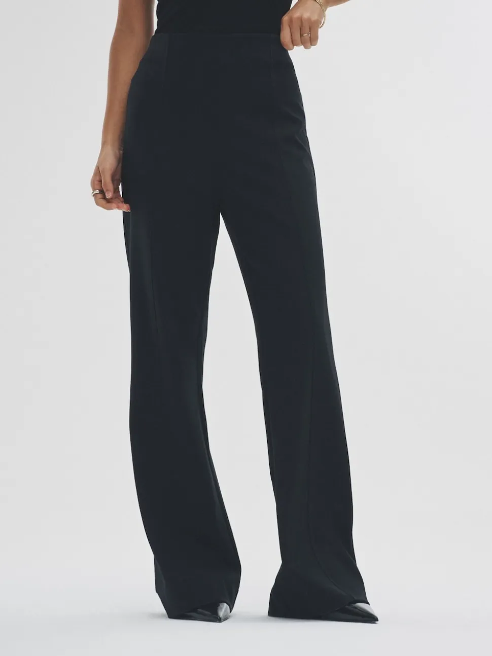 The Set 2 Pack Ponte Wide Leg Trousers Black