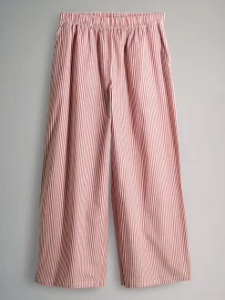 The Set 2 Pack Pull On Cotton Trousers Navy Stripe/Red Stripe