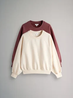 The Set 2 Pack Raglan Sweat Tops Pink/Cream