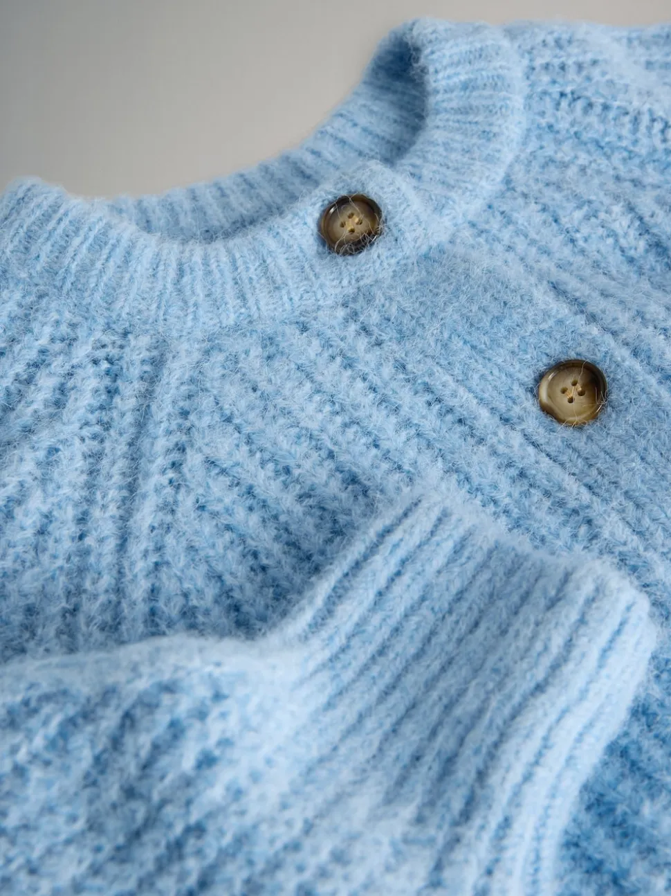 The Set 2 Pack Ribbed Chunky Knitted Cardigans Grey Marl/Light Blue