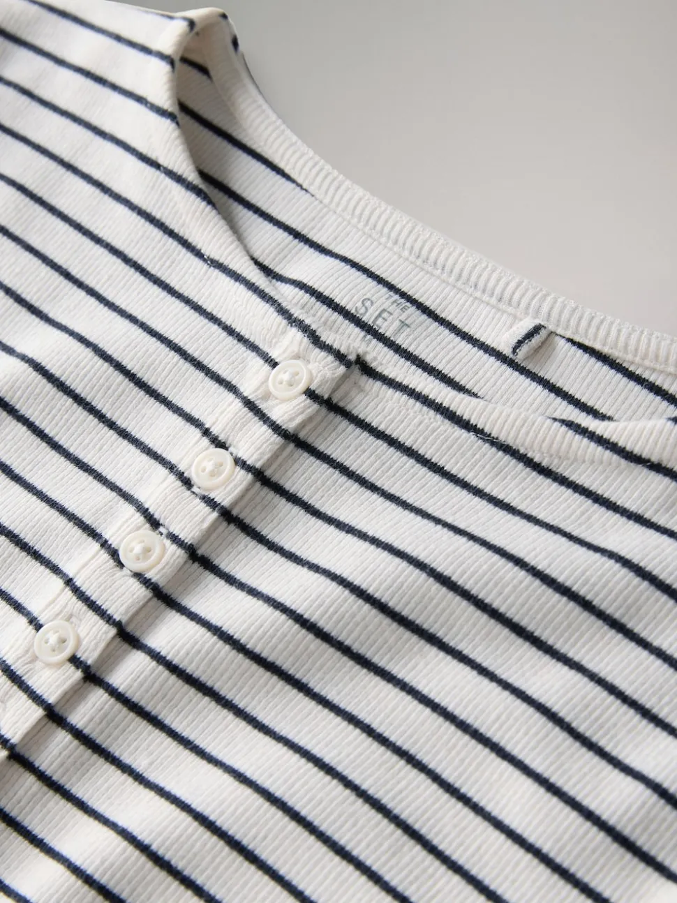 The Set 4 Pack Ribbed Half Sleeve Henley T Shirt Navy/Light Blue/White/Stripe