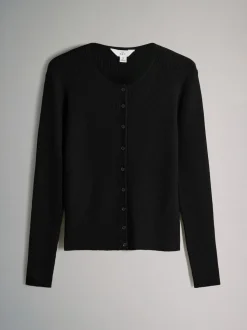 The Set 2 Pack Ribbed Knit Cardigans Black/Brown