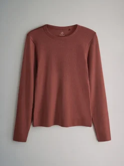 The Set 5 Pack Ribbed Long Sleeve T-Shirts Brown/Pink/White/Stripe