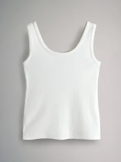 The Set 5 Pack Ribbed Scoop Neck Vests White/Black/Brown/Taupe Brown/Neutral