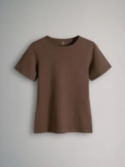 The Set 5 Pack Short Sleeve Fitted Crew Neck T-Shirts Black/Brown/Neutral/Nude/White