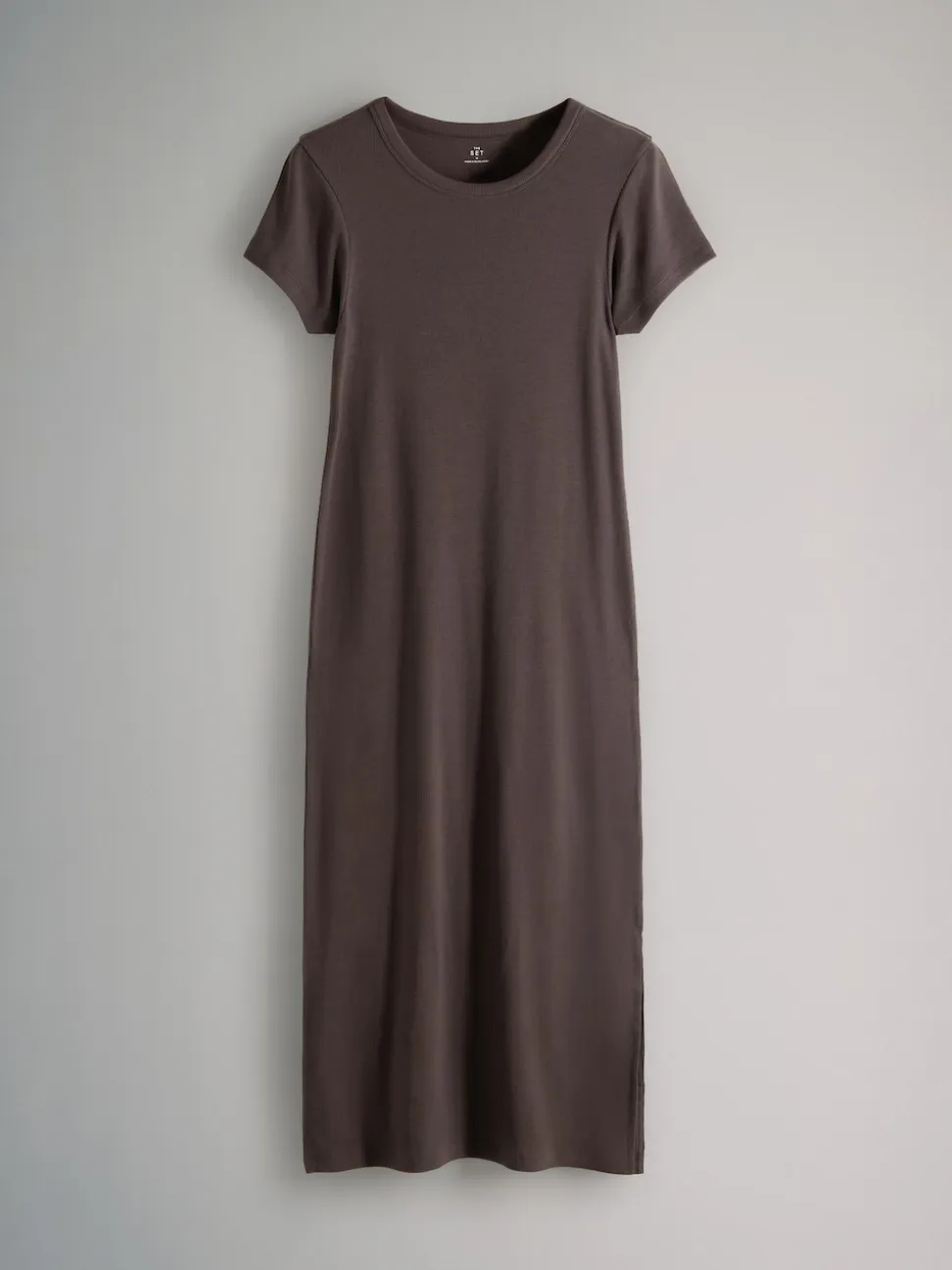 The Set 3 Pack Short Sleeve Ribbed Midi Dresses Black/Chocolate/Charcoal