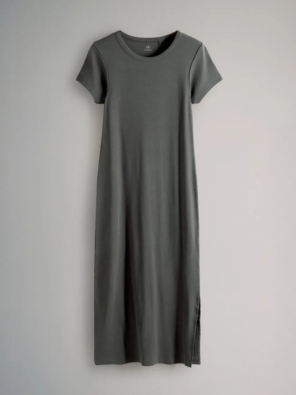 The Set 3 Pack Short Sleeve Ribbed Midi Dresses Black/Chocolate/Charcoal