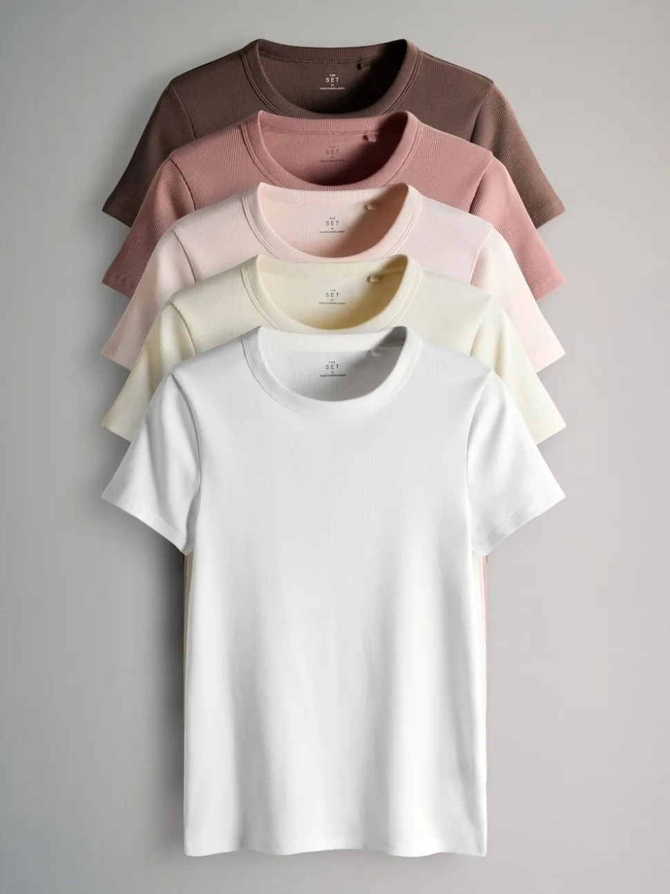 The Set 5 Pack Short Sleeve Ribbed T-Shirts Multi