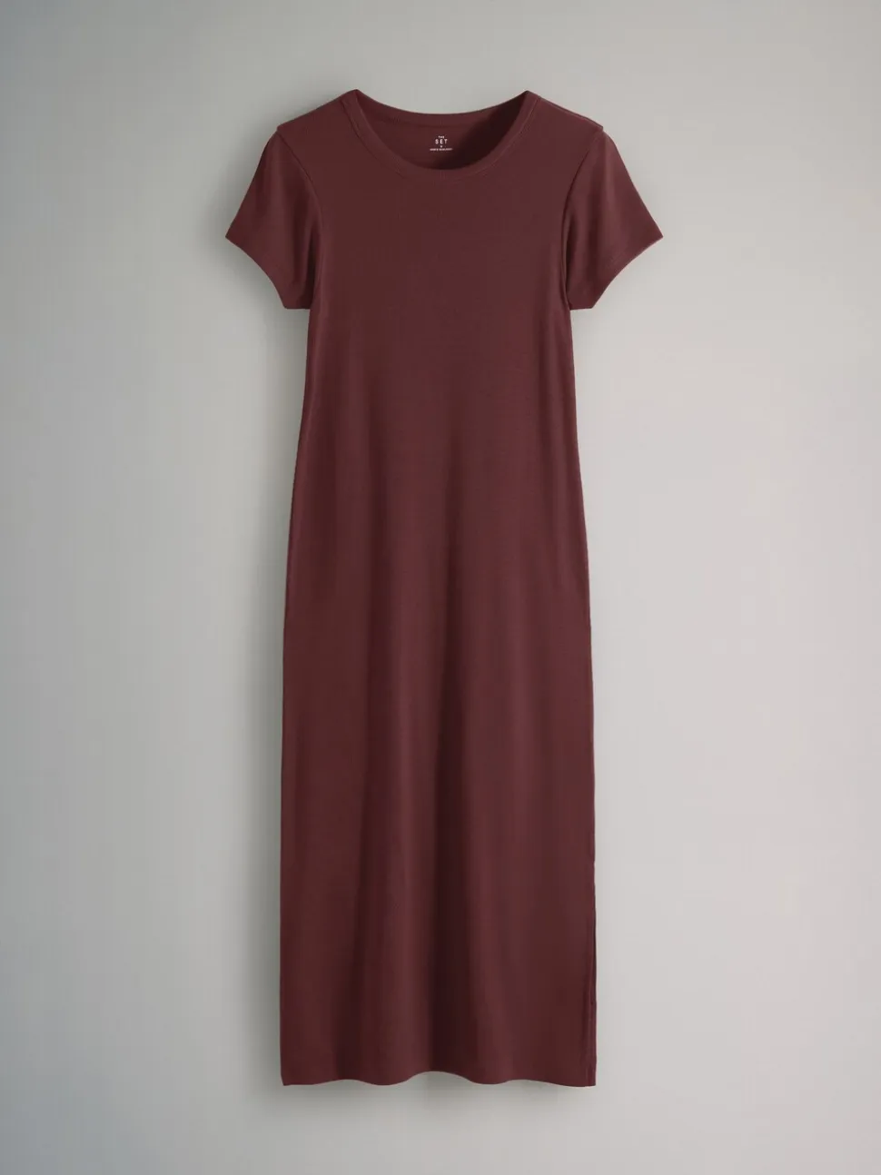 The Set 3 Pack Short Sleeve Ribbed Midi Dresses Black/Mauve Pink/Light Pink