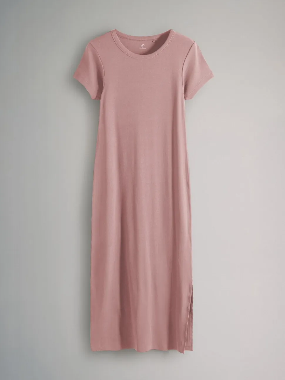 The Set 3 Pack Short Sleeve Ribbed Midi Dresses Black/Mauve Pink/Light Pink