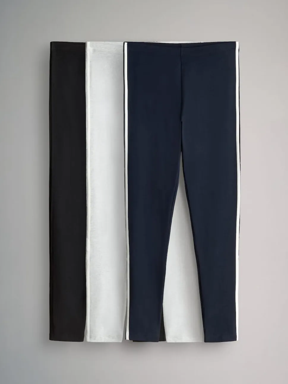 The Set 3 Pack Side Stripe Leggings Black/Navy Blue/Grey