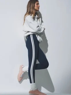 The Set 3 Pack Side Stripe Leggings Black/Navy Blue/Grey