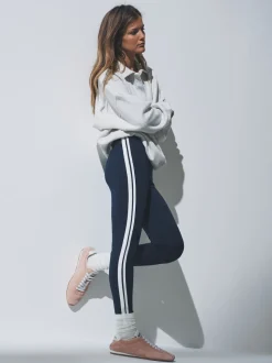 The Set 3 Pack Side Stripe Leggings Black/Navy Blue/Grey