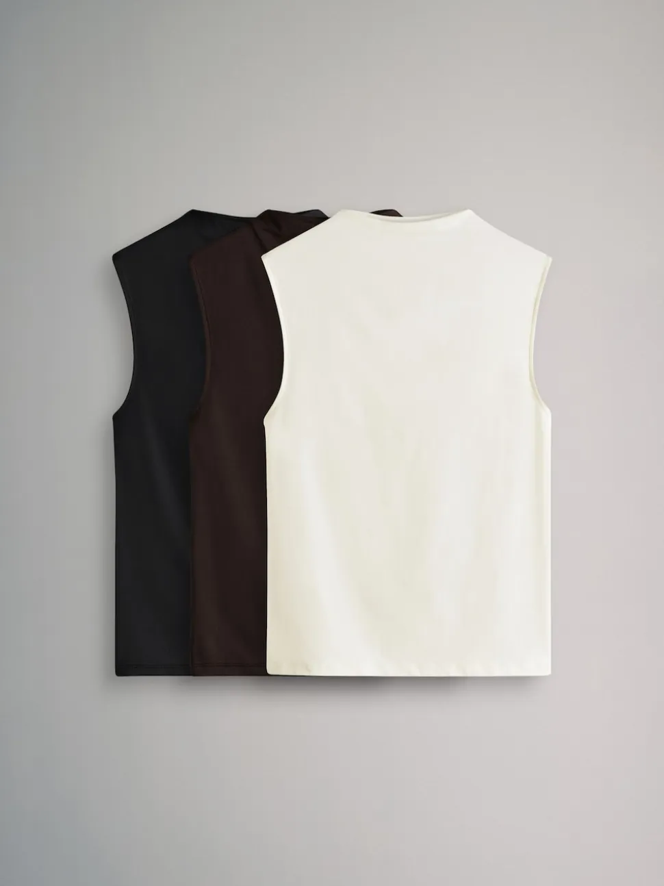 The Set 3 Pack Soft Touch High Neck Tops Balck/Chocolate Brown/White