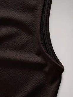 The Set 3 Pack Soft Touch High Neck Tops Balck/Chocolate Brown/White
