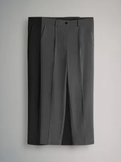 The Set 2 Pack Tapered Smart Trousers Black/Grey