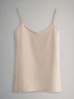 The Set 7 Pack Thin Strap Vest Tops Chocolate Brown/Cream/White/Blues