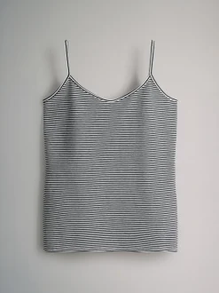 The Set 5 Pack Thin Strap Vest Tops Black/Grey/Stripe/Light Grey Marl/White