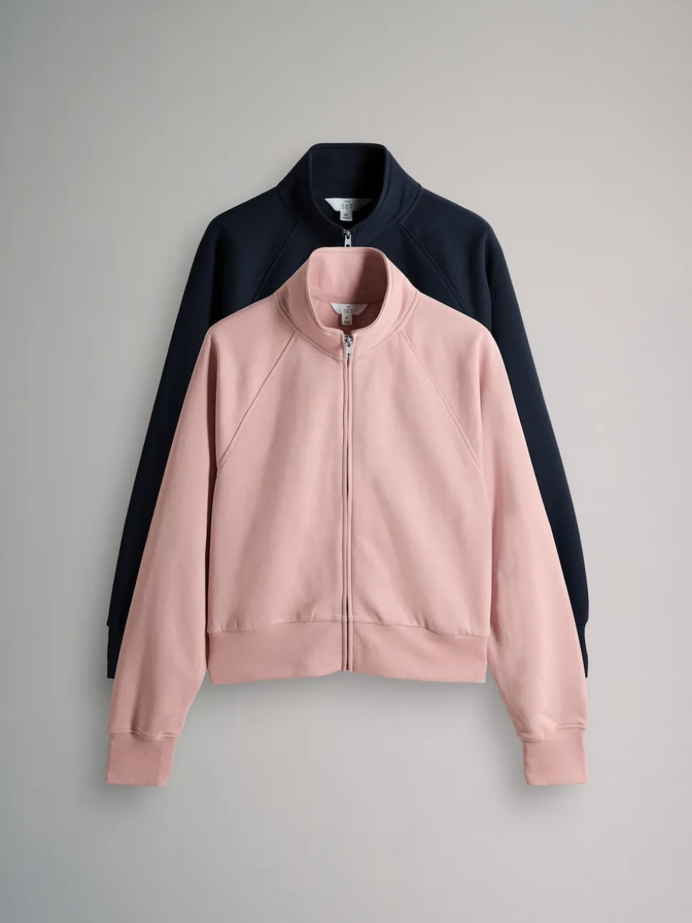 The Set 2 Pack Zip Cropped Funnel Neck Jackets Pink/Blue