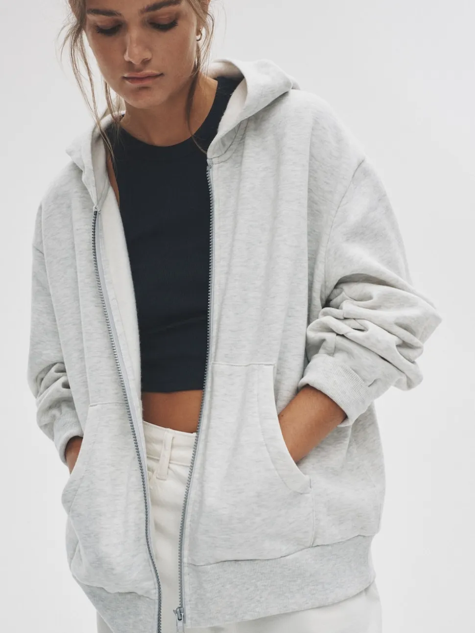 The Set 2 Pack Zip Though Hoodies Black/Grey Marl