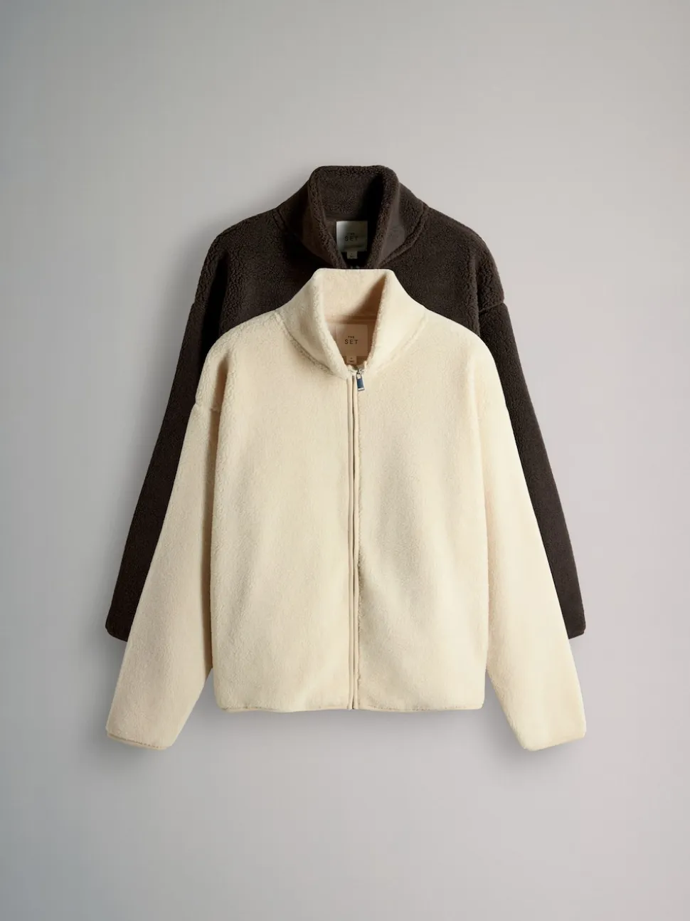 The Set 2 Pack Zip Through Borg Fleeces Chocolate Brown/Cream