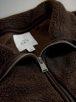 The Set 2 Pack Zip Through Borg Fleeces Chocolate Brown/Cream