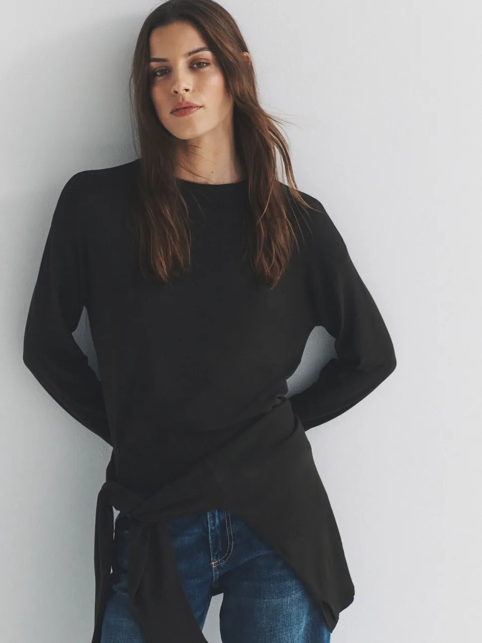 The Set Black/Brown/Neutral 3 Pack Fine Knit Crew Neck Jumpers