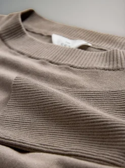 The Set Black/Brown/Neutral 3 Pack Fine Knit Crew Neck Jumpers