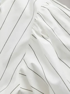 The Set Black/White Pinstripe Puff Sleeve Poplin Blouse 2 Pack