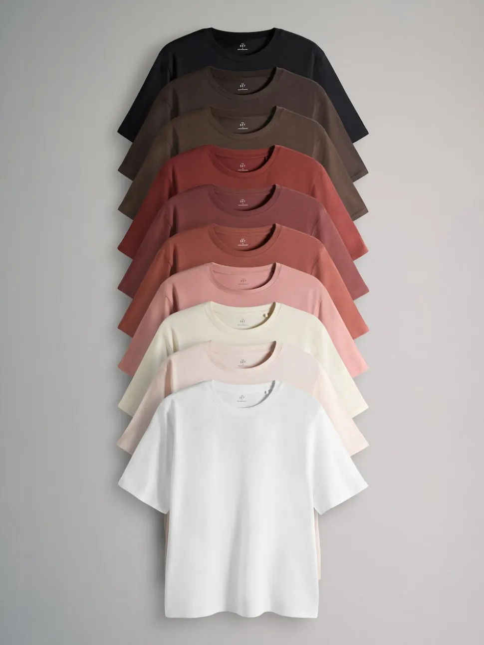 The Set Black/White/Red/Neutrals 10 Pack Short Sleeve Relaxed Fit Crew Neck T-Shirts
