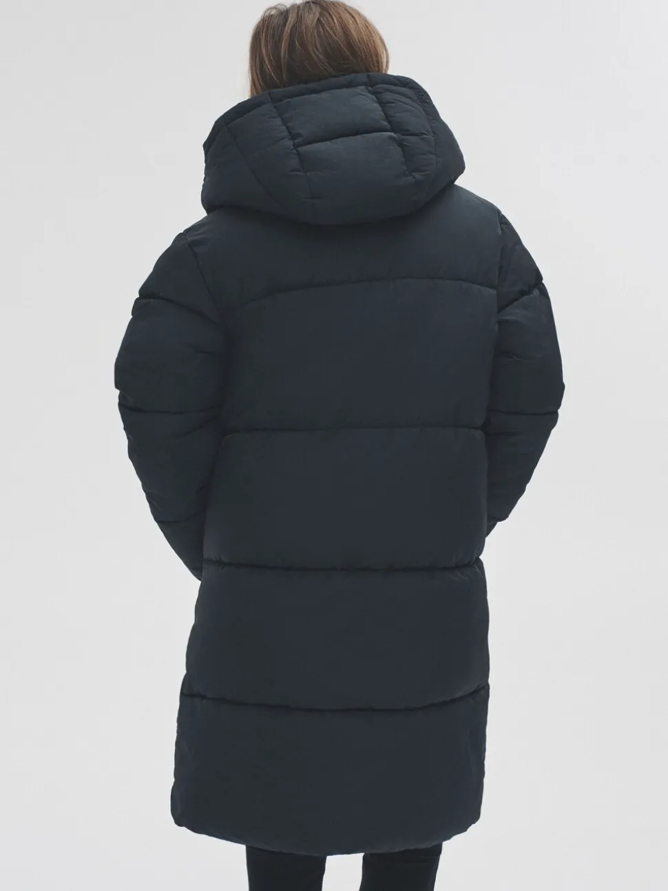 The Set Hooded Longline Padded Midi Coat Black