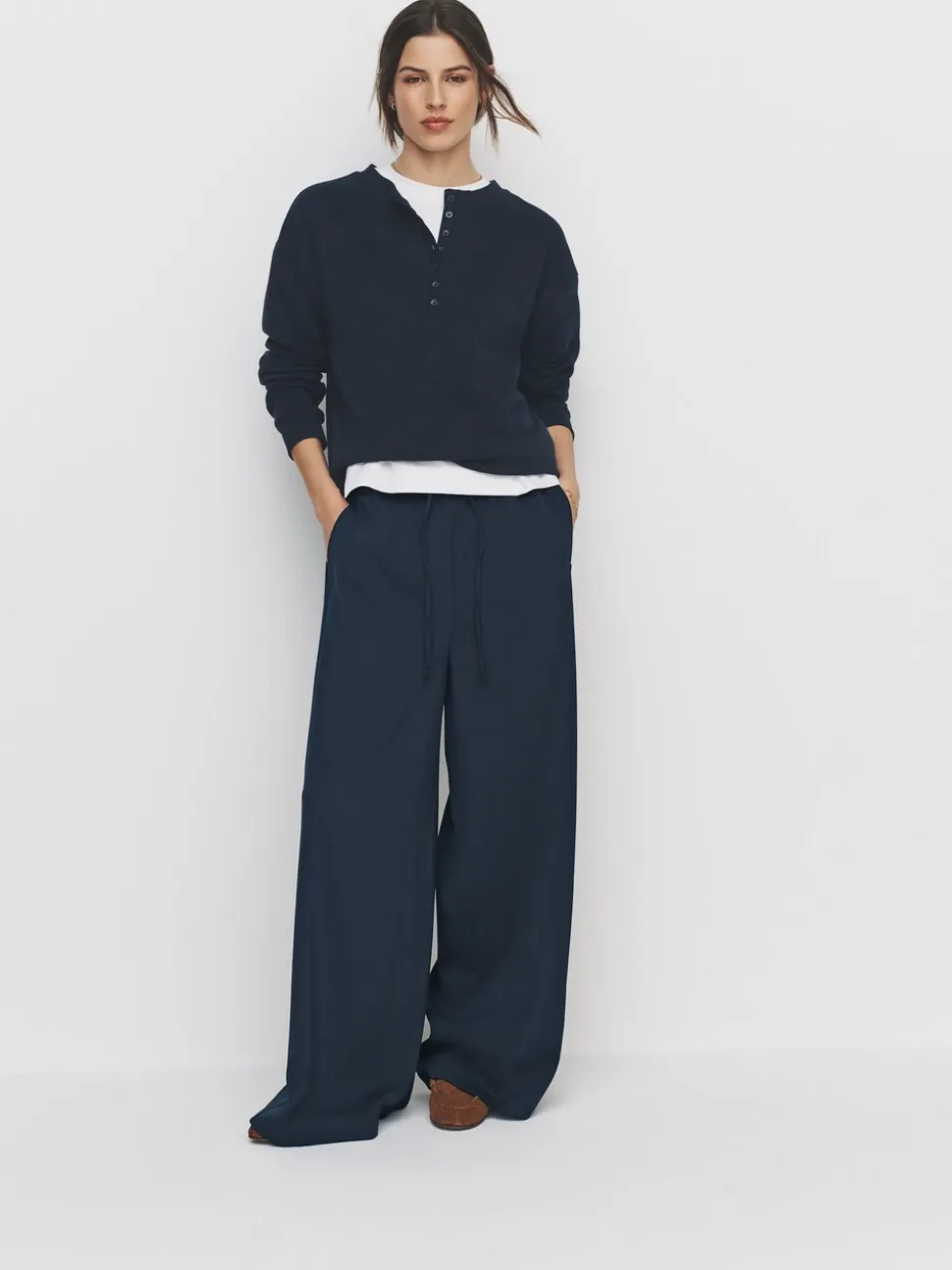 The Set Khaki Green/Navy Blue Wide Leg Side Stripe Trackpants 2 Pack