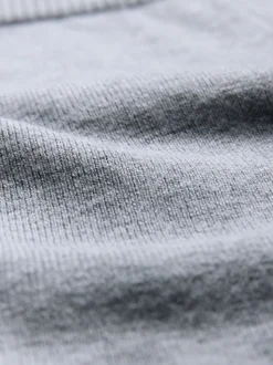 The Set Knitted Ribbed Hoodie and Wide Leg Trouser Co-ord Light Grey Marl
