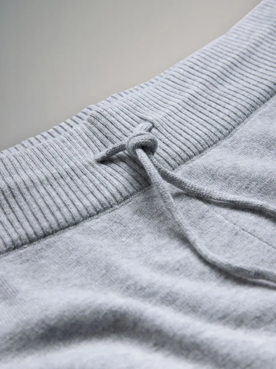 The Set Knitted Ribbed Hoodie and Wide Leg Trouser Co-ord Light Grey Marl