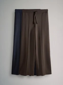 The Set Modal Straight Leg Joggers 2 Pack Navy Blue/Chocolate Brown