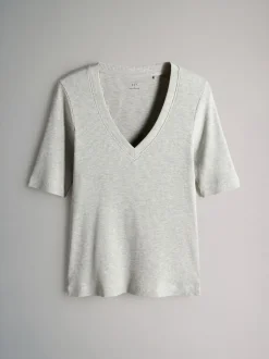 The Set Multi 5 Pack V-Neck Short Sleeve Ribbed T-Shirts