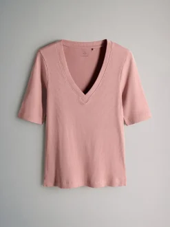 The Set Multi 5 Pack V-Neck Short Sleeve Ribbed T-Shirts