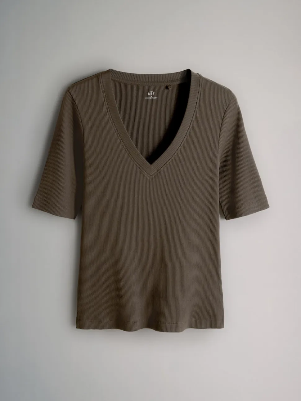 The Set Multi 5 Pack V-Neck Short Sleeve Ribbed T-Shirts