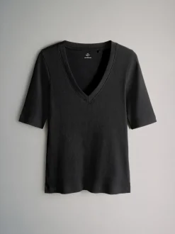 The Set Multi 5 Pack V-Neck Short Sleeve Ribbed T-Shirts