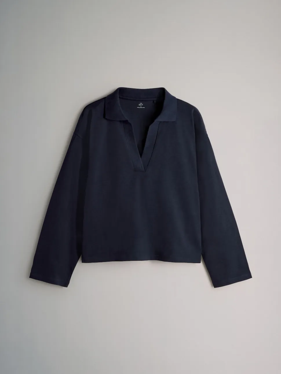 The Set Navy/Stone/Stripe 3 Pack Long Sleeve Heavyweight Rugby T-Shirts