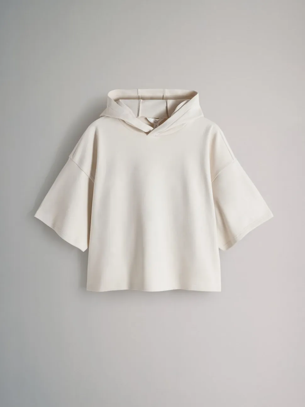 The Set Soft Touch Ribbed Sweat Hoodie And Shorts Set Cream