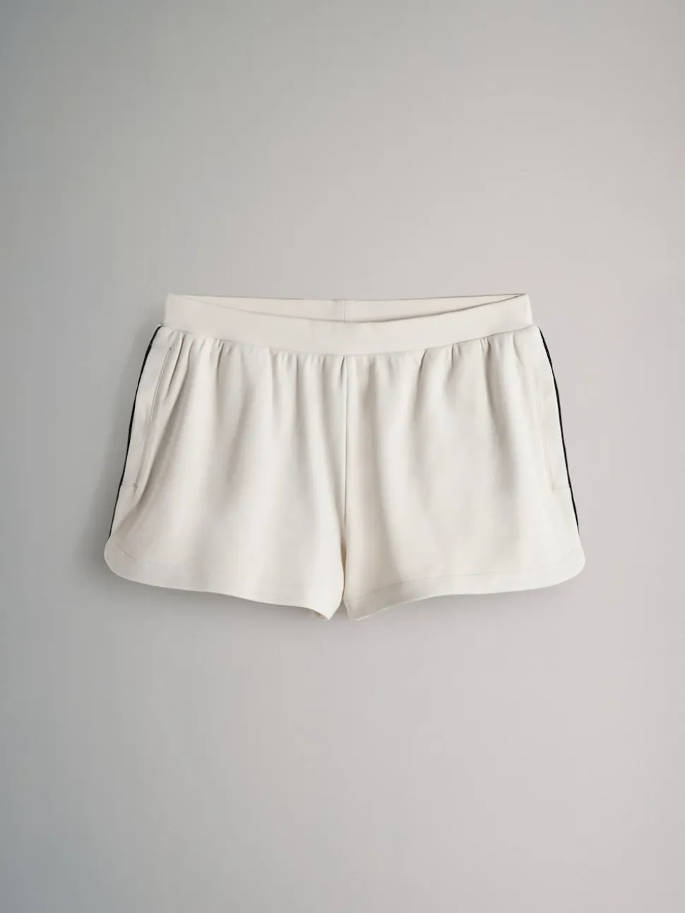 The Set Soft Touch Ribbed Sweat Hoodie And Shorts Set Cream
